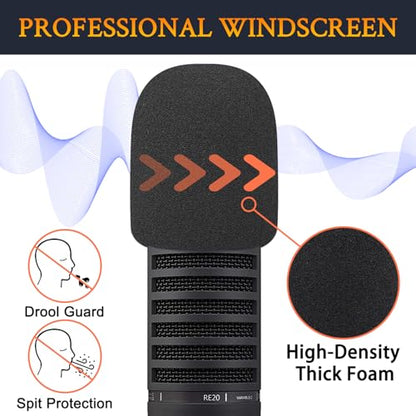 SOULWIT Pop Filter for Electro-Voice RE20/RE27/RE320, Protective Mic Cover Windscreen Foam - Black
