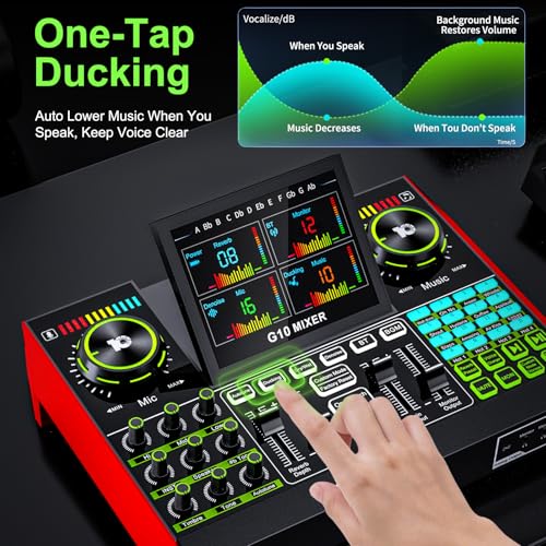 G10 Podcast Equipment Bundle with 3.5mm Condenser Microphone for Pc/Phone Live Streaming Singing Gaming, Podcast Microphone Bundle with Live Sound Board Audio Mixer,Noise Reduction,DJ Sets