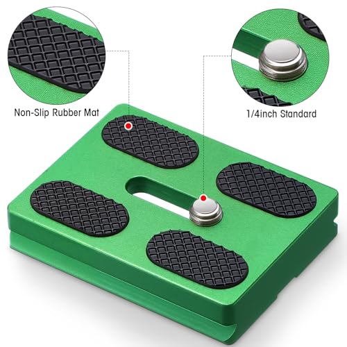 Frienda 2 Pieces Metal Quick Release Plate with 1/4''-20 Camera Screw Tripod Mount Plate Fits Standard for DSLR Camera Tripod Ball Head (Green,Pu50) - color: Green, style: PU50