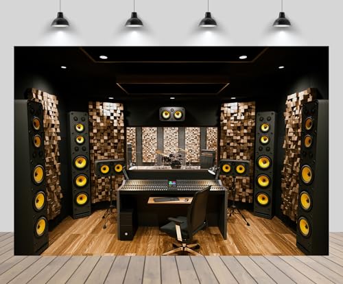 15x8ft Recording Studio Backdrop Professional Sound Mixer Sound Source Equipment Listening Device Operation Desk Background Singer Music Producer Party Decor Photo Booth Studio Props - size: 15x8FT