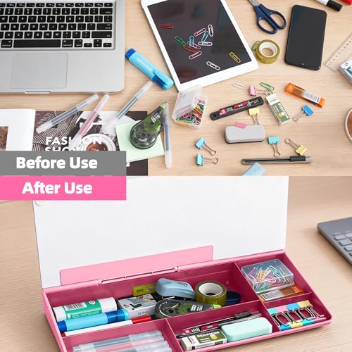 Desktop Whiteboard, Glass Dry Erase Board, Desk Board Buddy,Computer Keyboard Stand,Desk Whiteboard Organizer for Home,Office,School Supplies (Pink) - color: Pink