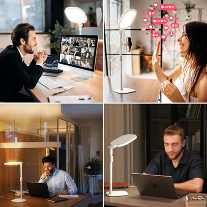 Lighting for Video Calls, 30 Light Modes Video Conference Light, Desk Ring Light with Stand for Webcam, Meetings, Live Stream, Home Office. CRI 97.8 - color: White