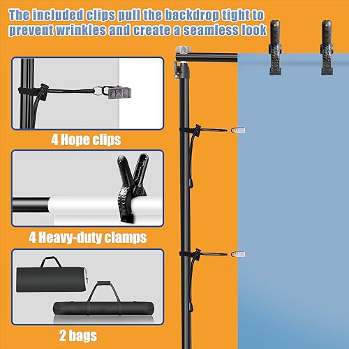 Versatile Heavy Duty Backdrop Stand with Wheels, 10 * 7ft Adjustable Photo Background Stand, Banner Backdrop Stand for Parties/Photography/Birthday/Studio