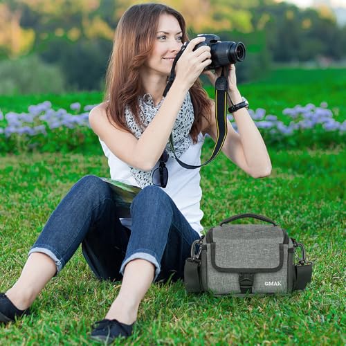 Camera Carrying Bag, Anti-Shock Camera Case Bag with Water-resistant Rain Cover Compatible for Canon EOS R50 M50 Powershot SX540 SX70, Nikon Coolpix L340 B700 P610, Panasonic LUMIX, Sony a6100 a6400 - color: Grey, size: Small