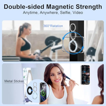 Magnetic Phone Grip Stand for iPhone 17 Pro Max/Air/16e/16/15 Pro Max, MagSafe Ring Holder Gym Finger Ring Grip Kickstand Two-Sided Magnetic Car Mount for Samsung Galaxy Z Flip7/Fold7/S26 Ultra/S25 FE - color: silver