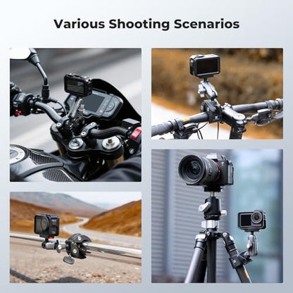 K&F CONCEPT Super Clamp Camera Mount with 360° Dual Ball Head, Bike/Motorcycle Handlebar Tube Mount Quick Release Compatible with Action 5 Pro/4/3 - style: Super Clamp with Ballhead(Action 5 Pro)