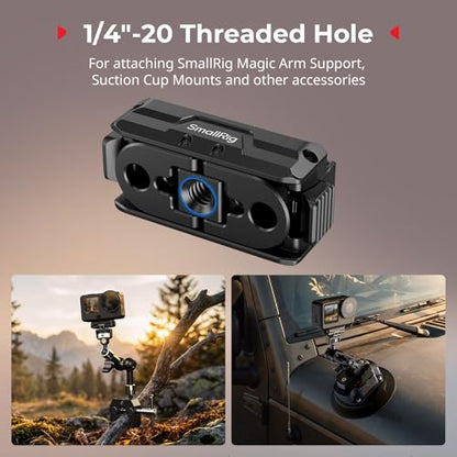 SMALLRIG Magnetic Adapter Holder Dual-Mount Support for DJI Osmo Action 6/Osmo Nano, Bidirectional Quick Release Magnetic Folding Adapter Mount with 2-Prong Mount and 1/4"-20 Threaded Hole - 5890 - style: 2-Prong Mount