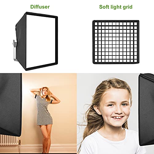 GVM Foldable Softbox Diffuser with Grid Beehive for GVM 50RS 672S MB832 520LS 520S 1200D Series LED Panel Lights, Video Lights, Suitable for Portrait Photography, Video Lighting, 14.9 x 15.7