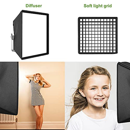 GVM Foldable Softbox Diffuser with Grid Beehive for GVM 50RS 672S MB832 520LS 520S 1200D Series LED Panel Lights, Video Lights, Suitable for Portrait Photography, Video Lighting, 14.9 x 15.7