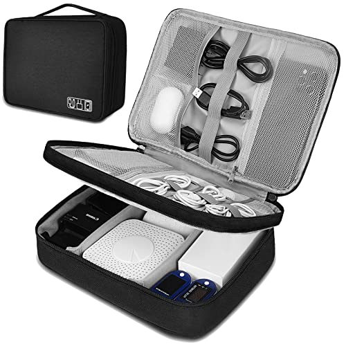 Electronic Organizer Travel Universal Cable Organizer Electronics Accessories Bag for Cable, Charger, Phone, USB, SD Card,1Pack - color: Black, size: Triple Layer /11.02" x 8.27" x 3.94"