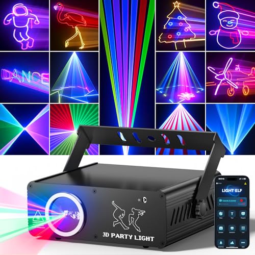 KeoBin APP DJ Laser Lights Professional - 200+ 3D RGB Animation Laser Light Show, Hand Drawing, Custom Patterns, Sound Actived & DMX Sync for Party, Stage, Club