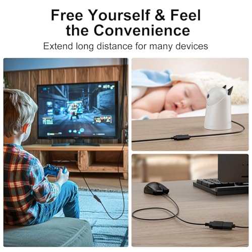 USB 3.0 Extension Cable 20FT, 5Gbps Data Transfer, Male to Female,Enjoy Ultra-Fast Transfer and Convenient Connectivity Compatible with Printers, Cameras，and More Black,20 feet - size: 20FT