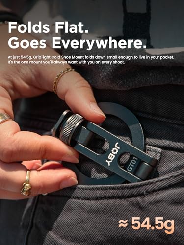 Joby Magnetic Cold Shoe Phone Mount with 1/4" Thread, 240° Adjustable Magnetic Phone Holder for iPhone, Over 12N Strong Magnet, Metal Build, Fits DSLR Camera Rig Vlog Video Recording