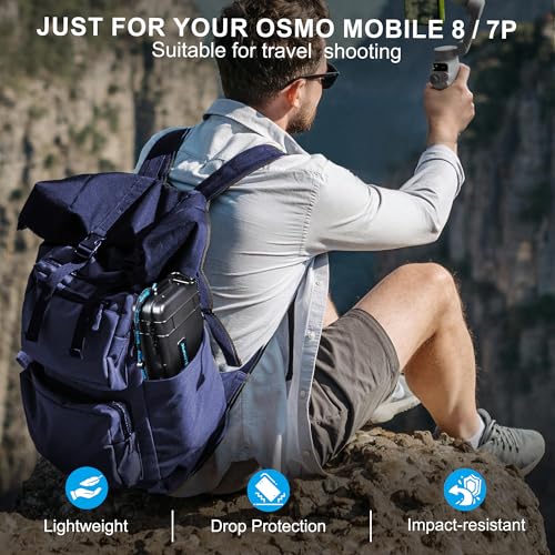 Lekufee Travel Waterproof Hard Case for DJI Osmo Mobile 8, Osmo Mobile 7P / 7 Gimbal Stabilizer and Accessories(Case & Bag Only)