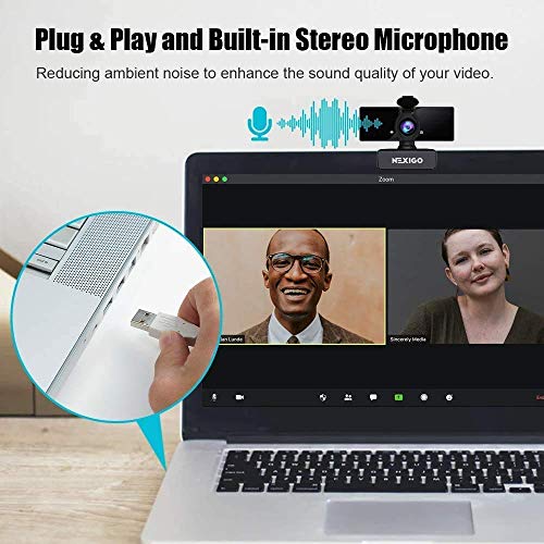 NexiGo N660 1080P Business Webcam with Dual Microphone & Privacy Cover, USB FHD Web Computer Camera, Plug and Play, for Zoom/Skype/Teams Online Teaching, Laptop MAC PC Desktop (Renewed) - style: 1080P Webcam