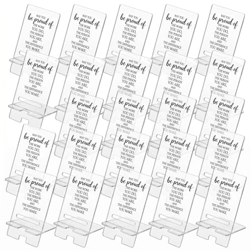 24 Pack Acrylic Phone Stands Bulk – Motivational Desk Accessories with Charging Port – Employee Appreciation Gifts for Coworkers, Staff, Nurses, Teachers - color: transparent