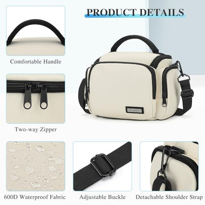 G-raphy Camera Bag Case Compact Lightweight Shoulder Crossbody Sling Photography Bags for Nikon Canon Sony DSLR SLR Mirrorless with Removal Straps (Beige) - color: Beige