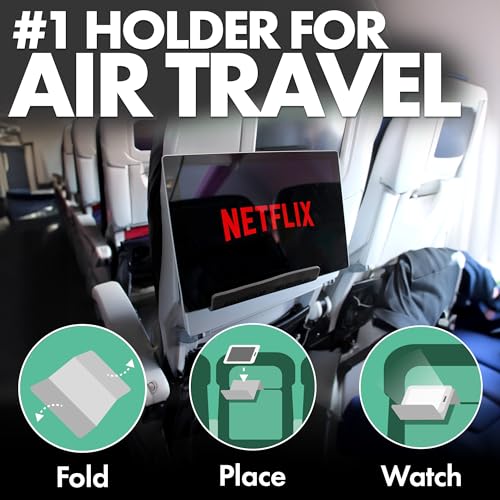 Flight Flap Airplane Tablet Holder, Flexible Cell Phone and Tablet Holder Extra Large, Folding Cellphone Stand for Desk, Kindle, Bed, Airplane Gadgets Long Travel Essentials (Gray) - color: Gray, size: Extra Large