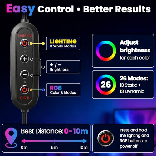 PEYOU 12" Selfie Ring Light with 73" Extendable Tripod Stand and Phone Holder, 38 Color Modes Dimmable RGB Ring Light,3-in-1 Desk & Floor Use for iPhone, Makeup, TikTok, YouTube, Live Streaming