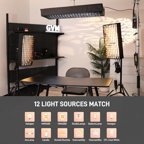 GVM Flexible LED Light Panel with Bluetooth Control, 200W Photography Light with Zipper Splicable, 2700K-6800K, Ultra-Thin 12"x36" Video Light with Softbox for Studio, Film, Vlog, Photography