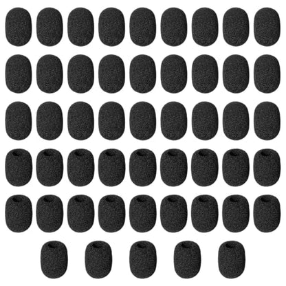 50 Pcs Headset Mic Foam Cover, Microphone Foam Overs, Microphone Foams Covers for Lavalier & Headset Microphones, Noise Reduction Sponge Material, Black