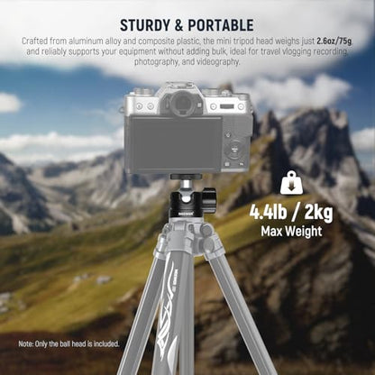 NEEWER Basic Mini Ball Head, Portable Tripod Head Camera Mount Adapter with 1/4" Screw for Compact DSLR Action Cam Phone LED Ring Light Monopod Slider, 4.4lb Max Load, 360° Swivel & 90° Tilt, GM01 - style: GM01