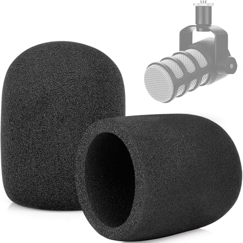 Windscreen for Rode Podmic, 2Pack Microphone Pop Filter Foam Cover Compatible with Rode Podmic, Procaster, Podcaster, NT1, NT-USB, Mic Cover Replacement for Noise Reduction By ChromLives, Black - color: Mic cover for podmic