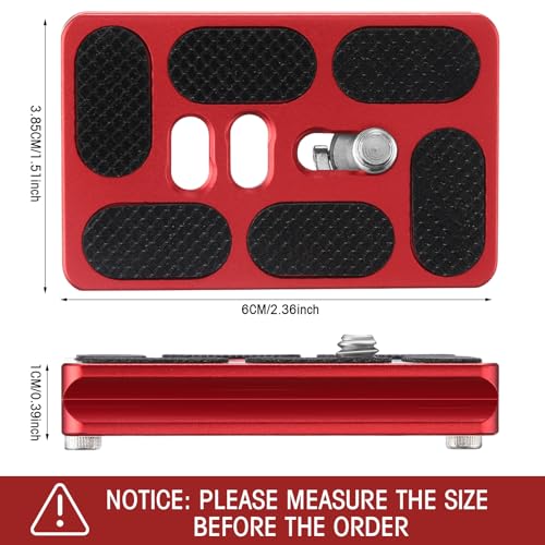 Frienda 2 Pieces Metal Quick Release Plate with 1/4''-20 Camera Screw Tripod Mount Plate Fits Standard for DSLR Camera Tripod Ball Head(Pu60,Red) - color: Red, style: PU60