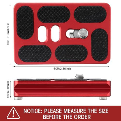 Frienda 2 Pieces Metal Quick Release Plate with 1/4''-20 Camera Screw Tripod Mount Plate Fits Standard for DSLR Camera Tripod Ball Head(Pu60,Red) - color: Red, style: PU60