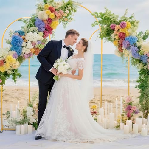 Toodour Arch Backdrop Stand 7.2FT, 6.6FT, 6FT Set of 3 Gold Metal Wedding Balloon Arch Stand for Birthday Anniversary Graduation Ceremony Opening Ceremonies Christmas New Year Garden Decorations - size: 7.2FT,6.6FT,6FT