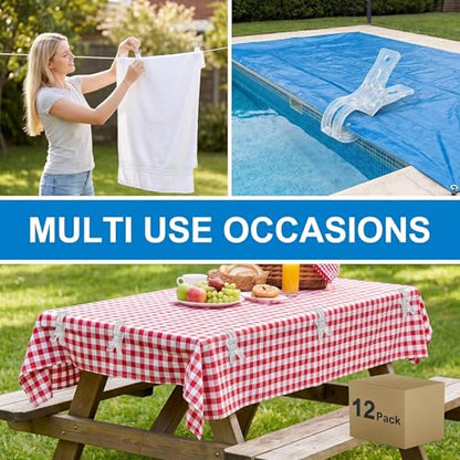 3.5 Inch Clear Plastic Spring Clamps 12 Pack, Multifunctional Large Balloon Arch Clips, Practical Accessories for Backdrop Decor, Pool Towel, DIY Crafts & Photography Studio Supplies