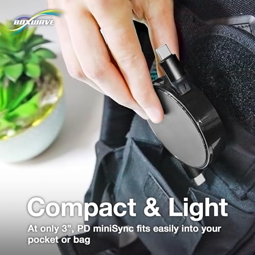 BoxWave Cable Compatible with Mileseey P200 Infrared Thermal Imaging Camera - PD miniSync (240W), Retractable PD 240W Portable USB Type-C Cable - Jet Black
