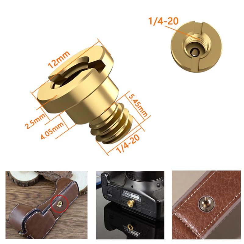 2 Pack Camera Bottom Screw Extender Replacement D-Ring Male to Female 1/4 inch Thread Mount Screws Adapter for Leather Half Case Cover Half Leather Case Kit Leather Camera Case Carrying Bag