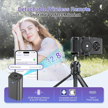 Phone Camera Grip Smartphone Photography Shooting Clip with Tripod Mount & Detachable Wireless Shutter Remote Control, Phone Selfie Grip Handle Stand for iPhone Samsung Android Phone Vlog Video White - color: White