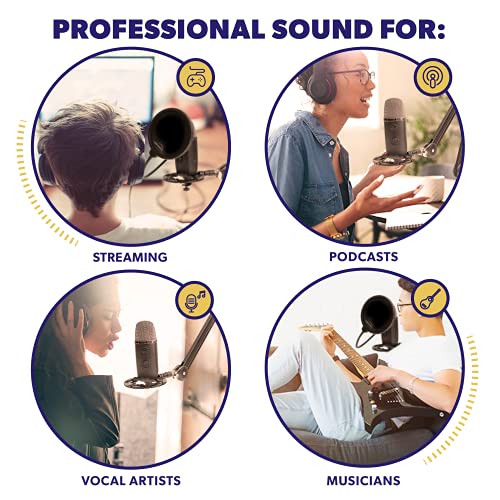 Pro Microphone Shock Mount - Mic Holder Compatible w/Blue Yeti, Snowball & Pro Microphones