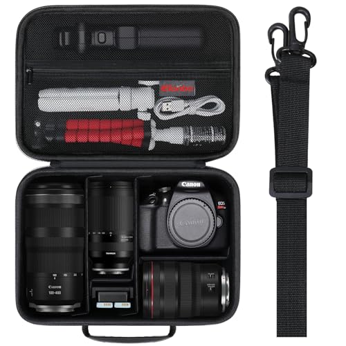 Case for Canon T7/ R100/ KODAK AZ528/ Sony ZV-E10/ Alpha 6700/ A6400 Camera | Canon T7/ R100/ KODAK AZ528/ Sony ZV-E10/ Alpha 6700/ A6400 Camera Carrying Case, Lens Accessories Hard Travel Bag, Black - color: Dark Black