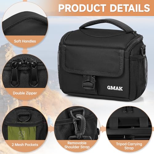 Camera Carrying Bag, Anti-Shock Camera Case Bag with Water-resistant Rain Cover Compatible for Canon EOS R50 M50 Powershot SX540 SX70, Nikon Coolpix L340 B700 P610, Panasonic LUMIX, Sony a6100 a6400 - color: Black, size: Small