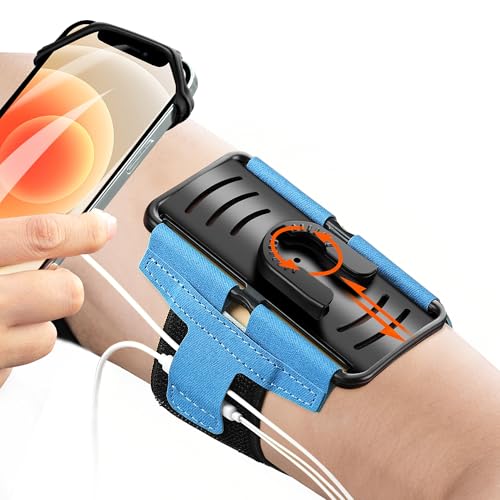 Newpponn Cell Phone Holder Armband - Reflective & Adjustable Wristband Strap Arm Bands Case Compatible with iPhone 16 15 14 13 12 Mini Pro Max Plus Samsung Galaxy Pixel for Workout Exercise Sports - color: Blue Armband