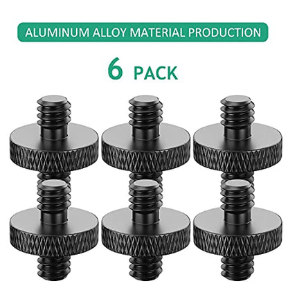 1/4 Male to 1/4 Male Threaded Tripod Screw Adapter - 6 Pcs (Black) for DSLR, Mic Stand, Camera Cage & Shoulder Mount - color: 1/4-1/4 Male