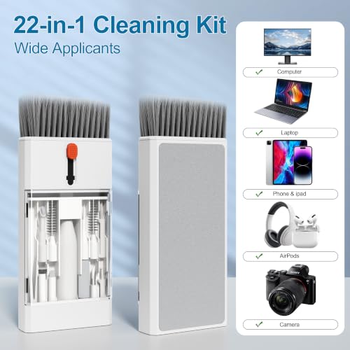 22-in-1 Laptop Cleaning Kit Keyboard Cleaner Brush | Computer Screen Cleaning Tool, Multi-Function Electronic Device Cleaner Kit Spray for MacBook, iPhone, Earbud, Camera Lens