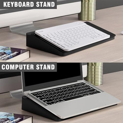 SELEAD Black Desktop Glass Board + Desk Dry Erase Board with Calculator, Tabeltop Storage Keyboard Stand for Home Office School