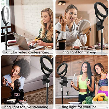 8 inch Desk Ring Light with Stand for for Video Conference,Adjustable Zoom Lighting for Computer, Circle Light for Video Recording, Video Calls, Online Class, Live Streaming, Podcast