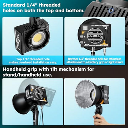 SIRUI C300XII 310W Portable LED Video Light - Ultra Lightweight 0.96kg, App & Bluetooth Control, V-Mount/AC/DC Power, 2700-6500K CCT for Studio/Outdoor - size: C300X II