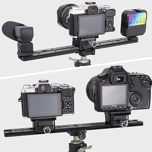 LEFTFOTO 350mm Double Dovetail Slide Rail with Arca Swiss Quick Release Plate,Locating Hole for ARRI,1/4" & 3/8" Threads,Cold Shoe - for DSLR Camera Tripod Ballhead - size: 350mm