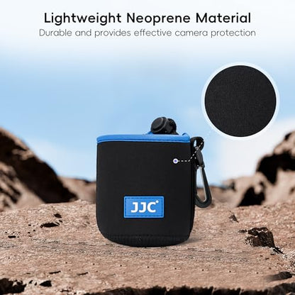 JJC Drawstring Neoprene Camera Lens Pouch Case, Protective Lens Bag for Mirrorless Lenses Up to 3.5 x 5.9 (D X H) for Canon RF 24-240mm EF-S 18-55mm f/3.5-5.6 Ni 55-200mm f/4-5.6G and More - size: L (3.5" x 5.9")