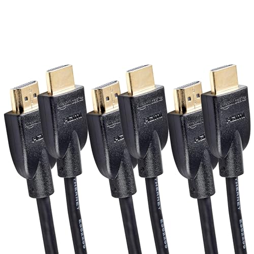 Amazon Basics High-Speed 4K HDMI 2.0 Cable, 3-Pack, 3ft, 18Gbps, 2160p, 48 bit, Compatible with TV/PS5/Xbox/Roku/Blu-ray, Black - size: 3 Feet, style: 3-Pack