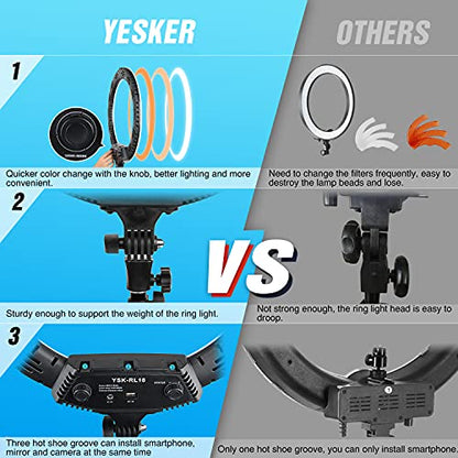 Ring Light 18 Inch LED Ringlight Kit with 73 inch Tripod Stand with Phone Holder Adjustable 3200-6000k Color Temperature Circle MUA Lighting for Camera for Vlog, Makeup,Youtobe, Video Shooting, Selfie - style: 18 Inch Ringlight