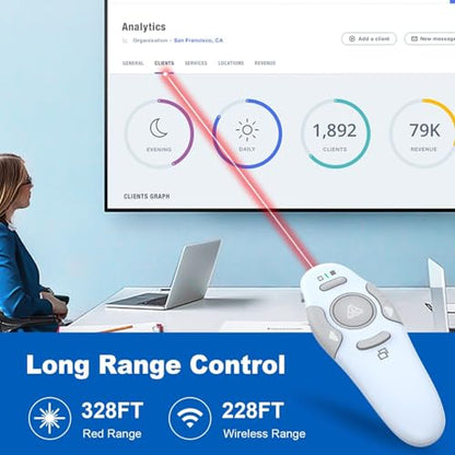 QUI Presentation Clicker Wireless Presenter Remote Clicker for PowerPoint Presentation Remote, PowerPoint Slide Advancer for Mac/Windows/Google Slide/Keynote, Blue, A - color: Blue