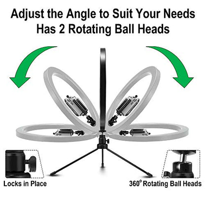 DaVoice 10" 3 Light Modes Desktop Ring Light for Zoom Meetings, with Stand, Phone Holder, USB Powered