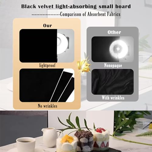 15PCS Black Velvet Flocked Product Photography Backdrops Board with 2PCS LED Lighting Kit Anti-Glare Photo Backdrop for Small Product Food Jewelry Cosmetic. (16x11.5in)